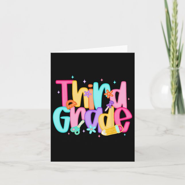 Third Grade Back To School 3rd Grade Squad Teacher Card (Front)