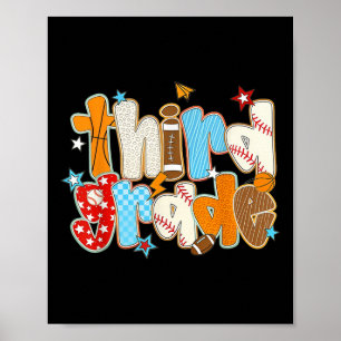 Third Grade Back To School Baseball Basketball Pre Poster