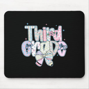 Third Grade Back To School Coquette Preppy Pencil  Mouse Pad