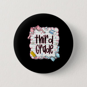 Third Grade Back To School For Girls Pink Notebook 6 Cm Round Badge