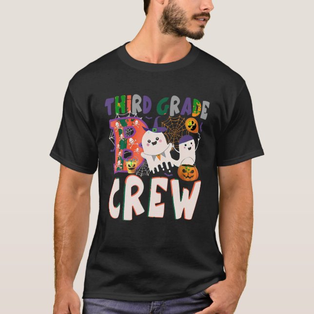 Third Grade Boo Crew Pumpkin Ghost Skull Spider We T-Shirt (Front)