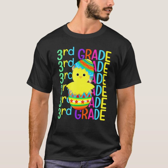 Third Grade Chicken Crack The Eggs Easter Day Boy  T-Shirt (Front)