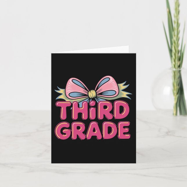 Third Grade Coquette Bow Teachers Back To School F Card (Front)