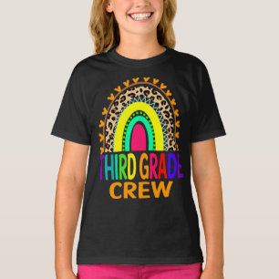 Third Grade Crew Rainbow Leopard Back To School T-Shirt