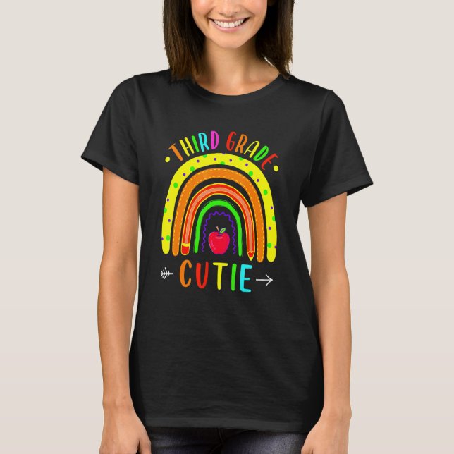 Third Grade Cutie Rainbow Back To School Pencil St T-Shirt (Front)