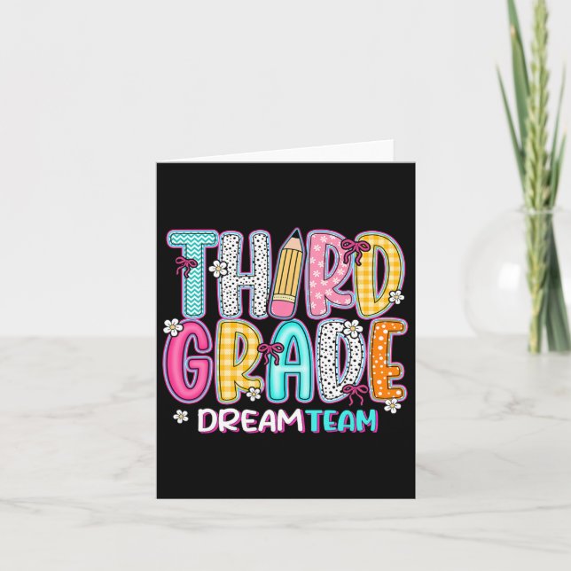 Third Grade Dream Team Back To School First Day Of Card (Front)