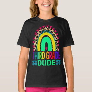 Third Grade Dude Rainbow Leopard Back To School T-Shirt