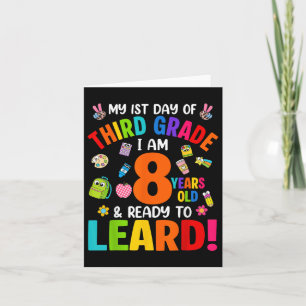 Third Grade First Day Of School 8 Years Old Back T Card