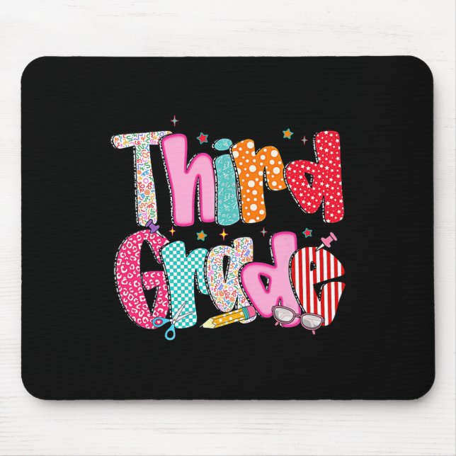 Third Grade Girls Back To School Preppy Pencil 3rd Mouse Pad (Front)