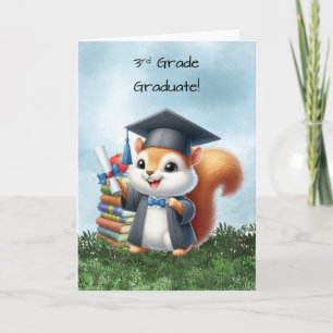 Third Grade Graduation Boy Squirrel Congratulation Card