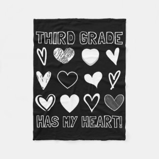 Third Grade Has My Heart 3rd Grade Teacher Valenti Fleece Blanket