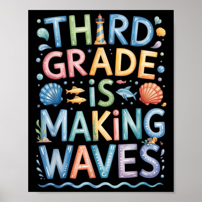 Third Grade Is Making Waves Back To School Kids An Poster (Front)