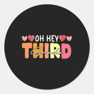Third Grade Kids Girl Back To School Students Teac Classic Round Sticker