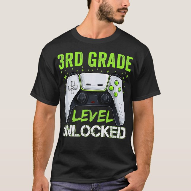 Third Grade Level Unlocked Apparel, Back To School T-Shirt (Front)