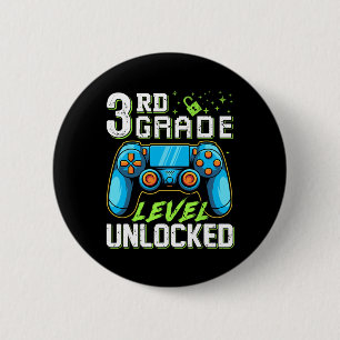 Third Grade Level Unlocked Back To School Video Ga 6 Cm Round Badge