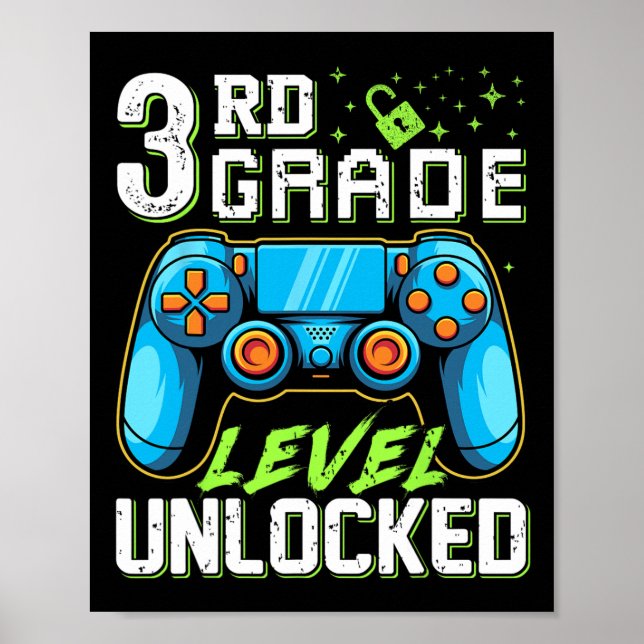 Third Grade Level Unlocked Back To School Video Ga Poster (Front)