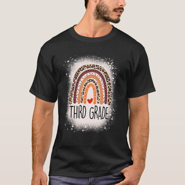 Third Grade Rainbow Bleached 3rd Grade Hello Third T-Shirt (Front)