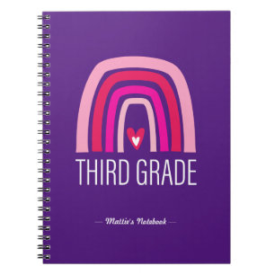 Third Grade Rainbow & Heart Back-to-School Notebook