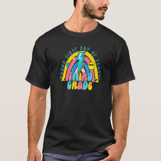 Third Grade Rainbow Light Bolt Happy First Day Of  T-Shirt