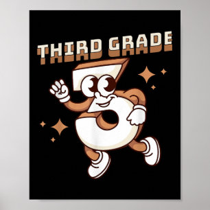 Third Grade Retro Funny 3 Back To School Girl Boy  Poster