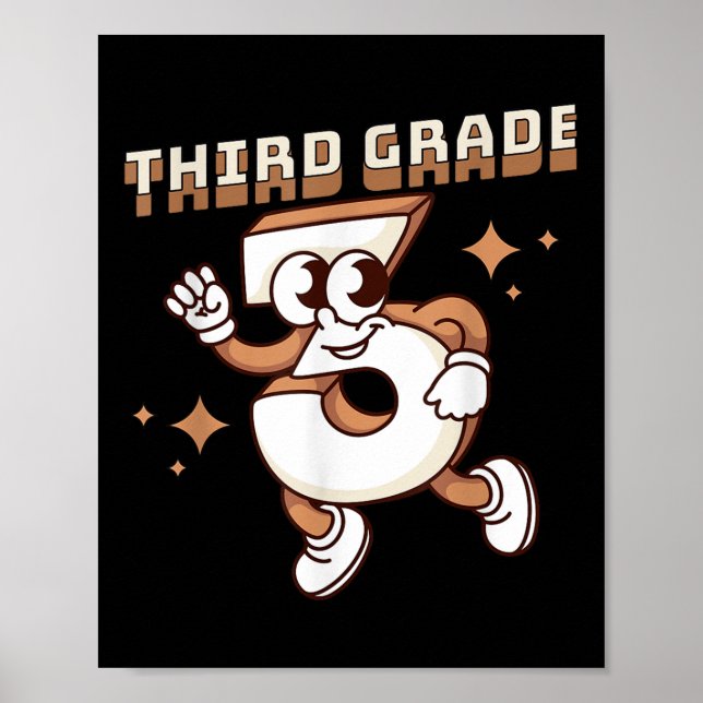 Third Grade Retro Funny 3 Back To School Girl Boy  Poster (Front)