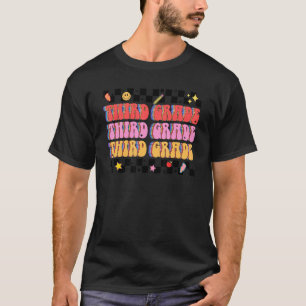 Third Grade Retro Groovy 3rd Grader Teacher Back T T-Shirt