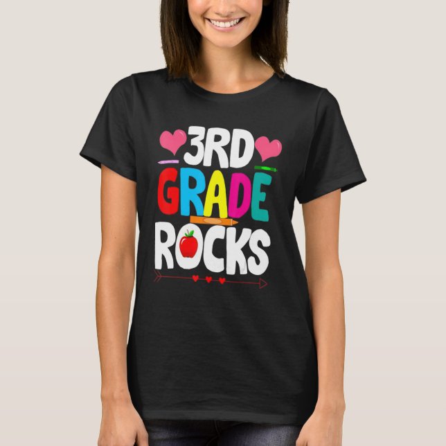 Third Grade Rocks   3rd Grade Back To School T-Shirt (Front)
