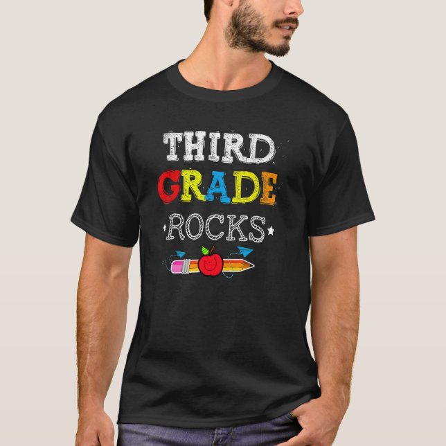 Third Grade Rocks  Team 3rd Grade Teacher 1 T-Shirt (Front)