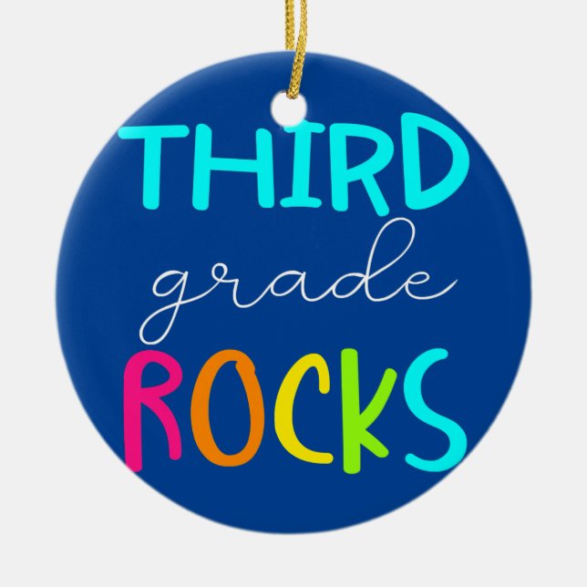 Third Grade Rocks Team 3rd Grade Teacher  Ceramic Tree Decoration (Front)