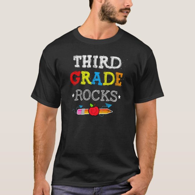 Third Grade Rocks  Team 3rd Grade Teacher T-Shirt (Front)