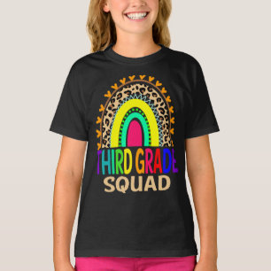 Third Grade Squad Rainbow Leopard Back To School T-Shirt
