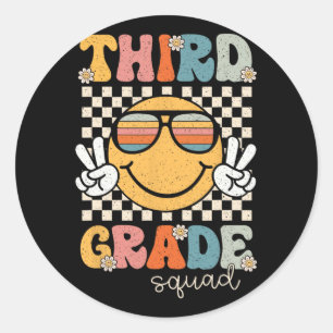 Third Grade Squad Retro Back To School 3rd Grade T Classic Round Sticker