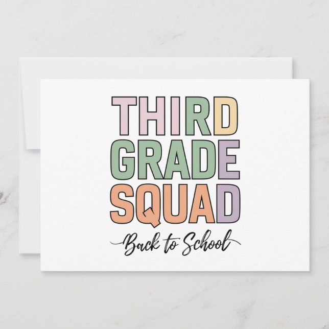 Third Grade Squad Teachers Kids 3rd Grade  Invitation (Front)