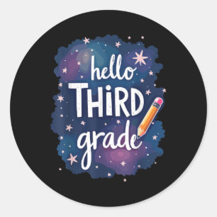 Third Grade Stars School Year Outfit Classic Round Sticker