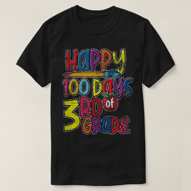 Third Grade Student Gift 100 Days Of School T-Shirt (Design Front)