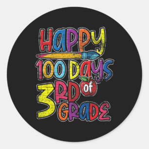 Third Grade Student Kids Gift 100 Days Of School  Classic Round Sticker