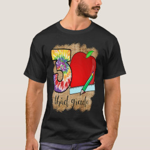 Third Grade Teacher Apple Heart Love Tie Dye Teach T-Shirt