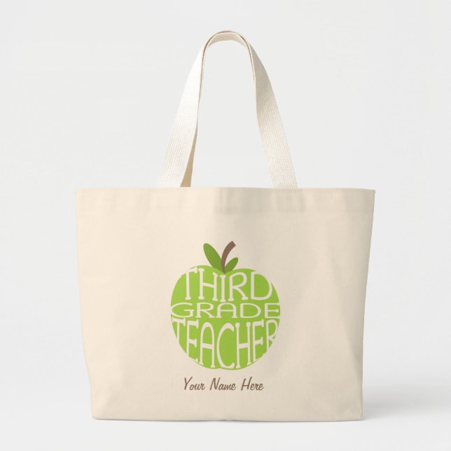 Third Grade Teacher Bag - Green Apple (Front)
