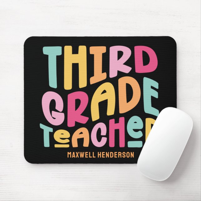 Third Grade Teacher Colorful Text Mouse Pad (With Mouse)