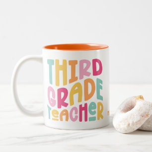 Third Grade Teacher Colorful Typography Design Two-Tone Coffee Mug
