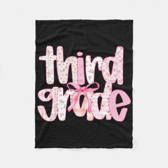 Third Grade Teacher Cute Back To School Coquette B Fleece Blanket (Front)