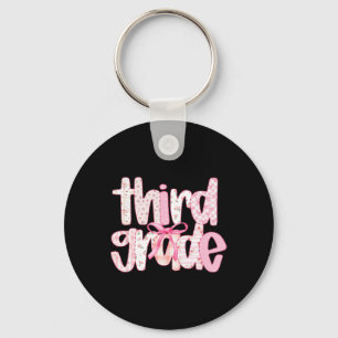 Third Grade Teacher Cute Back To School Coquette B Key Ring