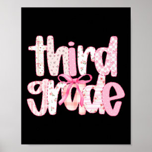Third Grade Teacher Cute Back To School Coquette B Poster