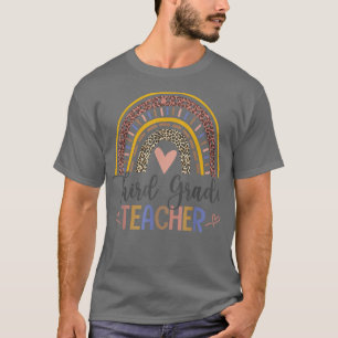 Third Grade Teacher Leopard Boho Rainbow Back To S T-Shirt