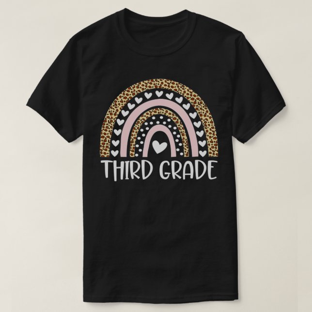 Third Grade Teacher Leopard Rainbow 3rd Grade Teac T-Shirt (Design Front)