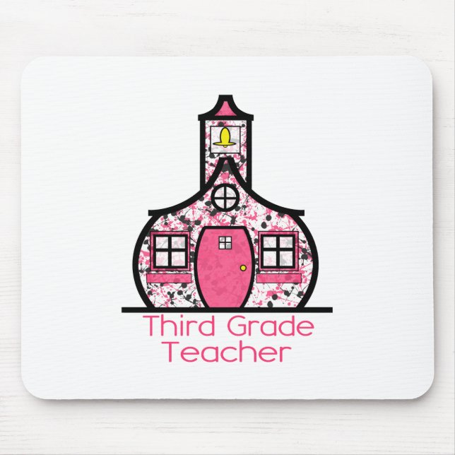 Third Grade Teacher Paint Splatter Schoolhouse Mouse Pad (Front)