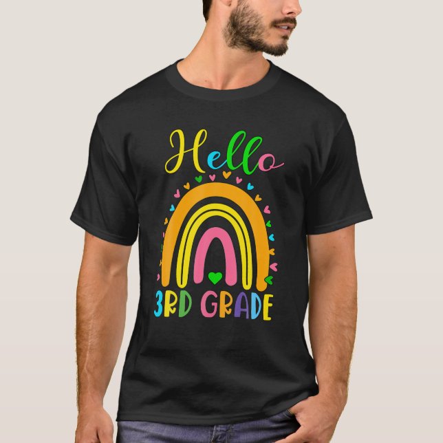 Third Grade Teacher Rainbow Heart Team Hello 3Rd G T-Shirt (Front)