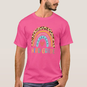 Third Grade Teacher Rainbow Leopard 3rd Grade Back T-Shirt