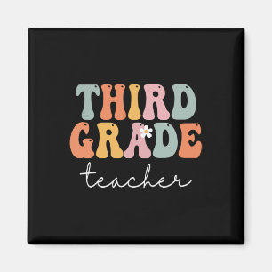 Third Grade Teacher Retro Groovy Vintage First Day Magnet