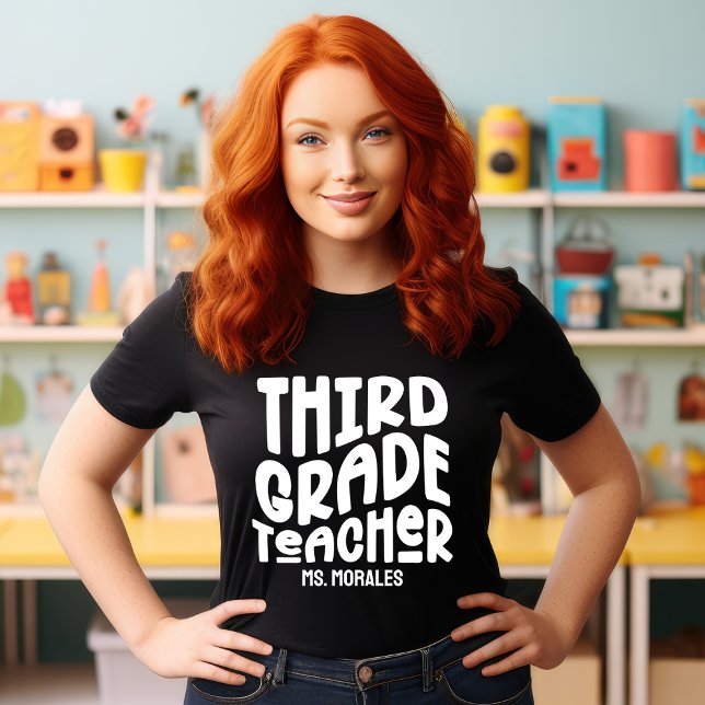 Third Grade Teacher Simple Retro Text Custom T-Shirt (Creator Uploaded)